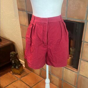 Abercrombie & Fitch Red Linen Blend Tailored Pleated Front Shorts, size M